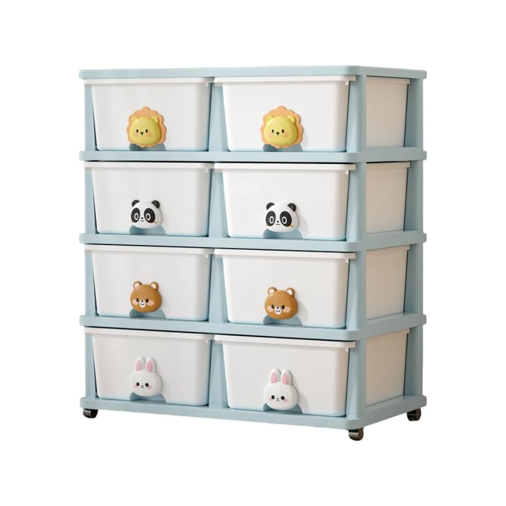 Versatile 4 Lyer Rolling Storage Rack with 8 Drawer