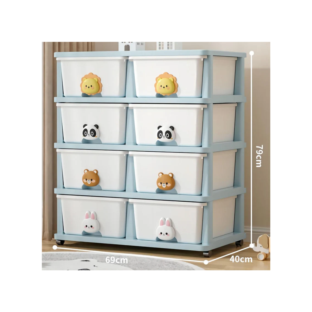Versatile 4 Lyer Rolling Storage Rack with 8 Drawer