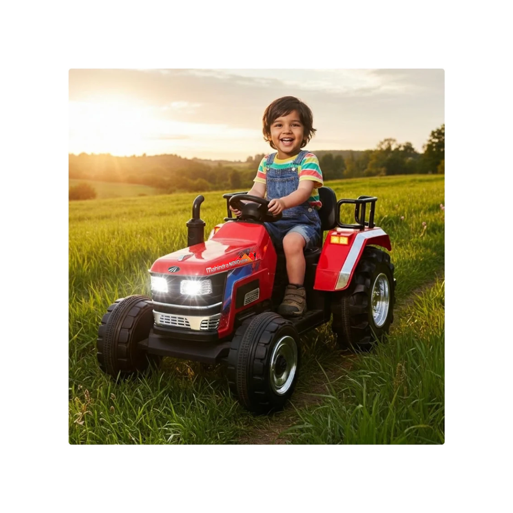 Toyzone Licensed Mahindra Electric Tractor Rechargeable Ride on with 12V 12AH Battery LED Lights, MP3 Music-USB