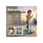 R for Rabbit Road Runner Neo Kids Scooter with LED PU Wheels, Music, Gravity Steering, 4-Level Height Adjustment Blue Yellow