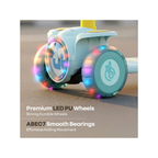 R for Rabbit Road Runner Neo Kids Scooter with LED PU Wheels, Music, Gravity Steering, 4-Level Height Adjustment Blue Yellow