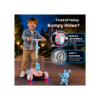 R for Rabbit Road Runner Bunny Scooter For Kids With PU LED Wheels - Pink Blue