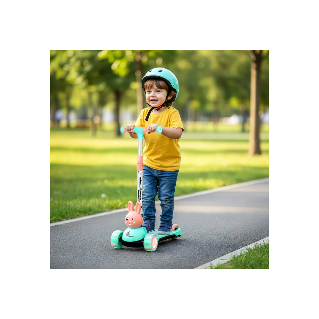 R for Rabbit Road Runner Bunny Scooter For Kids With PU LED Wheels - Green Peach