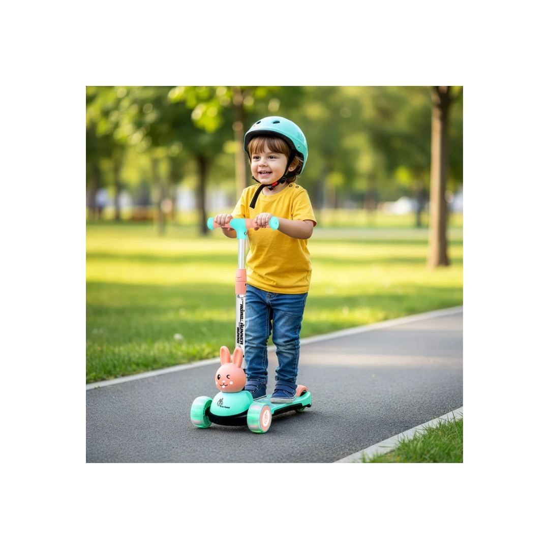 R for Rabbit Road Runner Bunny Scooter For Kids With PU LED Wheels - Green Peach