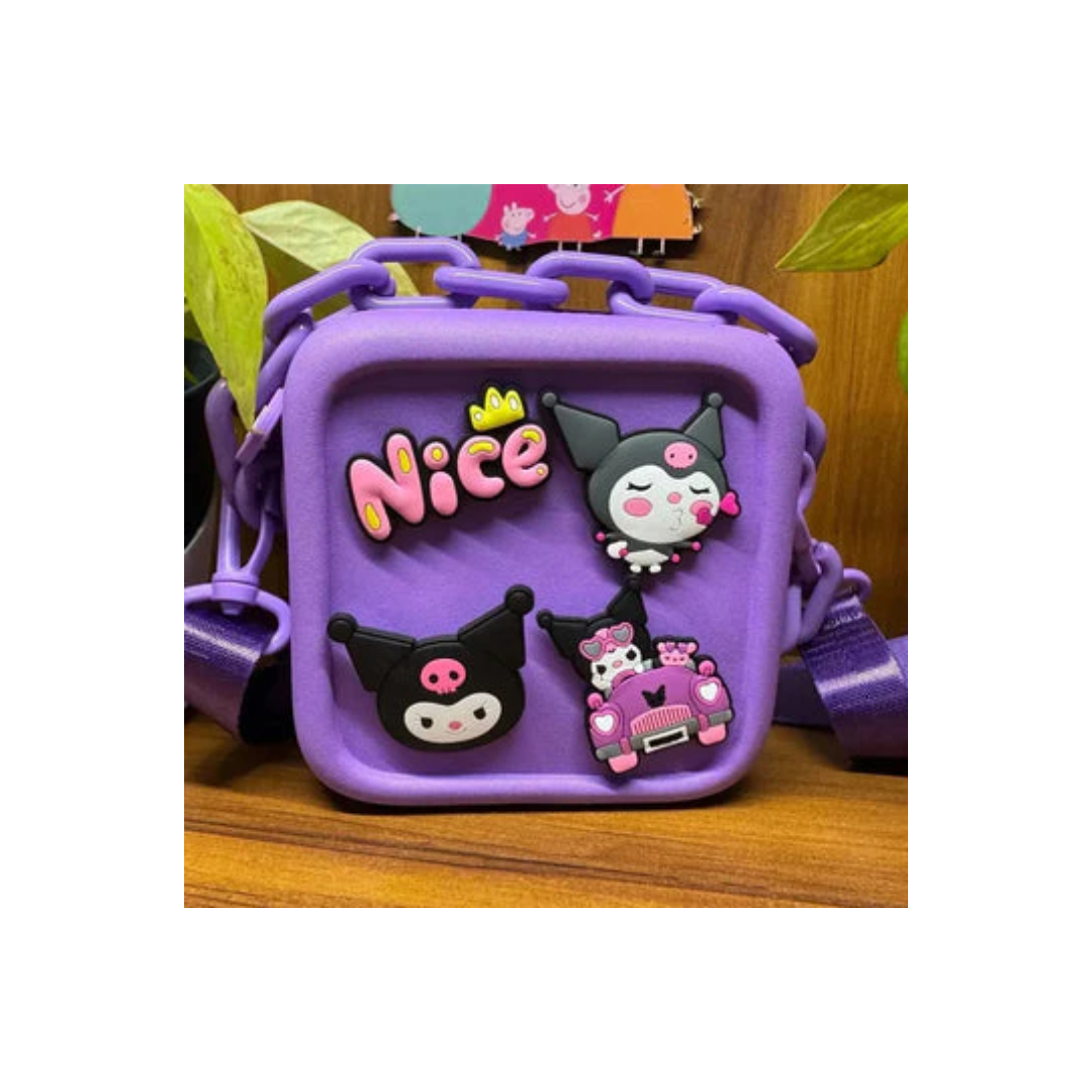 Kuromi Diy Sling Bag With Badges & Funky Chain Handle Assorted