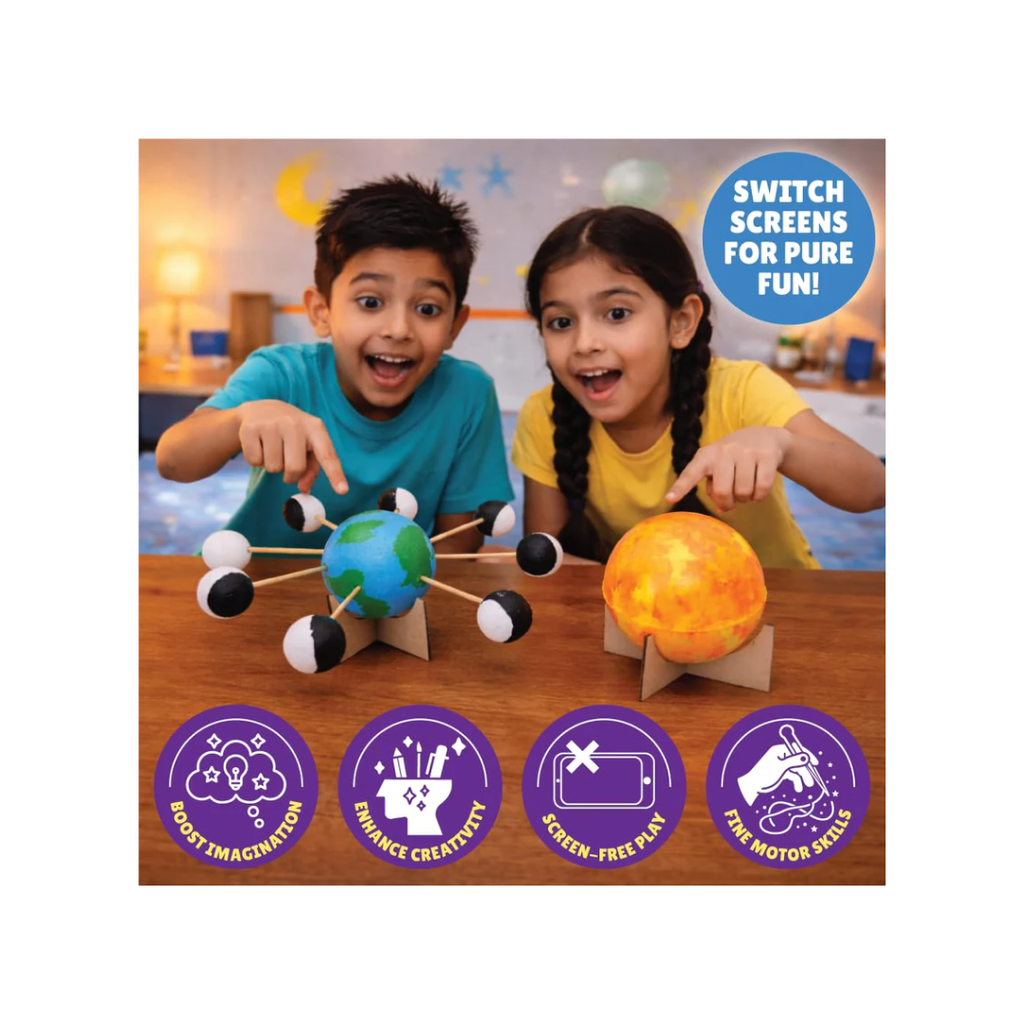 Kalakaram DIY Earth-Sun-Moon Model Kit 3D Informative 3-in-1 Space Toy for Kids
