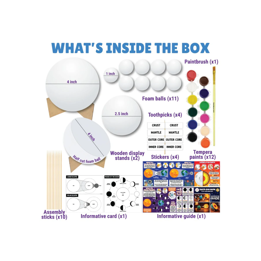 Kalakaram DIY Earth-Sun-Moon Model Kit 3D Informative 3-in-1 Space Toy for Kids