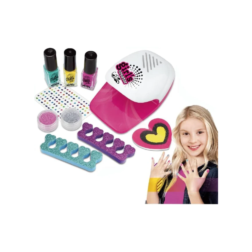 Girl's Creator Nail Paint Arts Kit - Nail Glam Salon with Nail Dryer