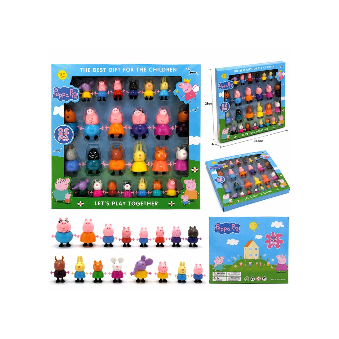 Peppa Pig Family And Friends Figure Set 25 Pieces Cartoon Character Toy Collection