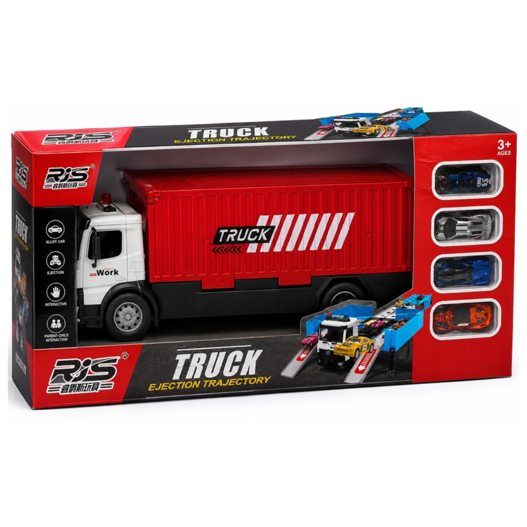Truck Ejection Trajectory Carrier Truck with Mini Cars & Launch Ramp Playset