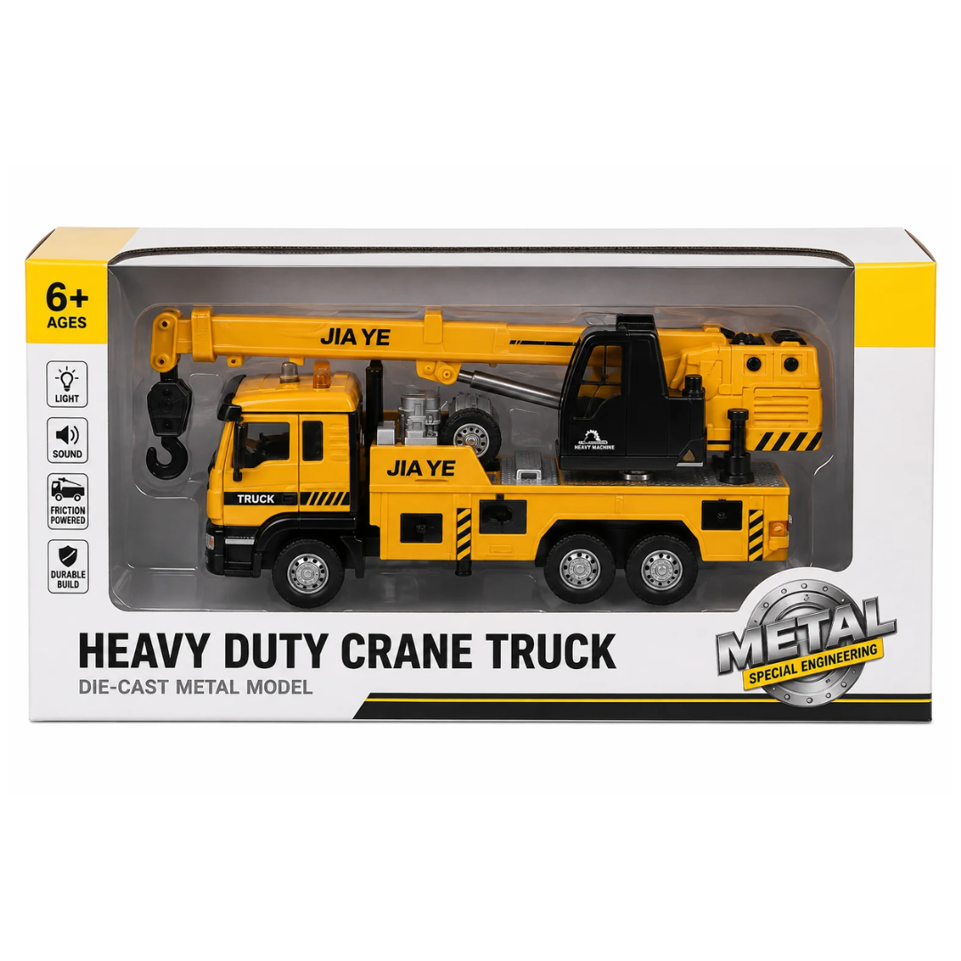 Metal Heavy Duty Crane Truck Toy with Light & Sound