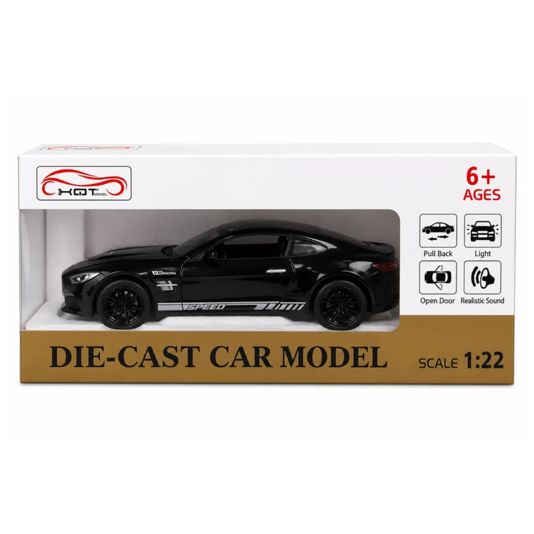 1:22 Die-Cast V8 Sports Car with Light, Sound & Open Doors