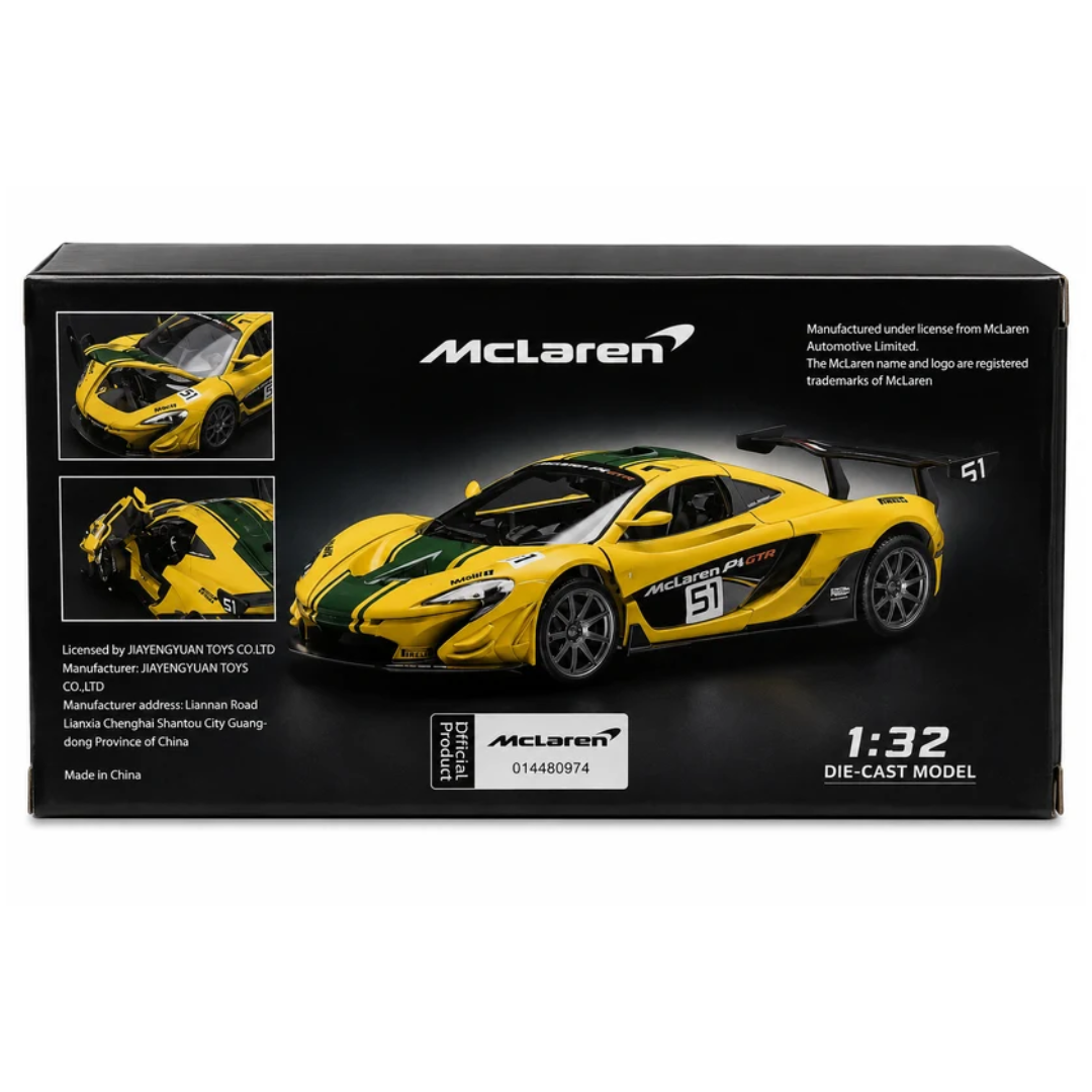 McLaren P1 GTR #51 Licensed Die-Cast Model Car – Yellow