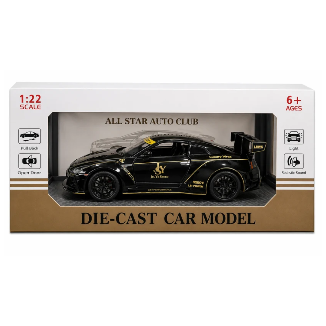1:22 Die-Cast Racing Sports Car with Light, Sound & Pull Back