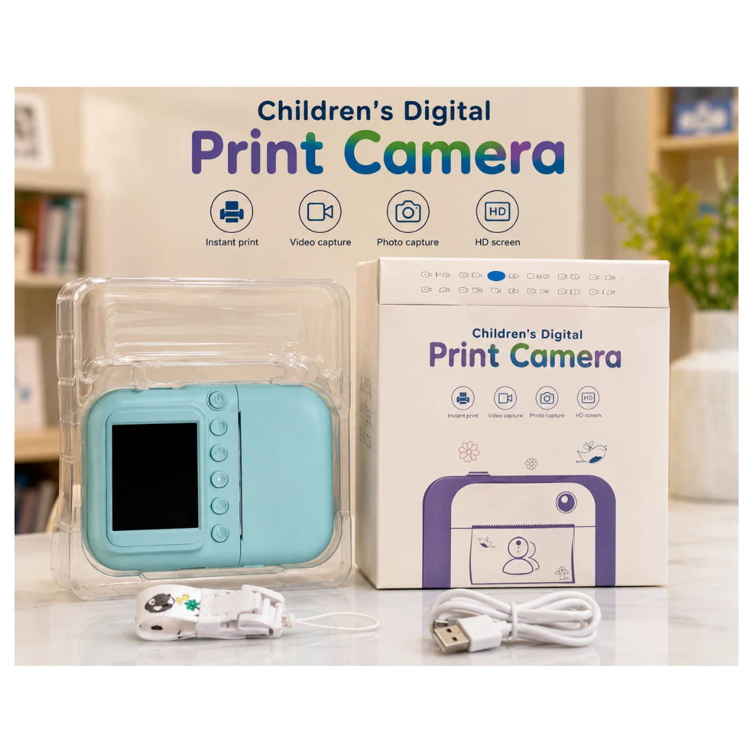 Children’s Digital Instant Print Camera with HD Screen – Photo & Video Camera for Kids Assorted Color