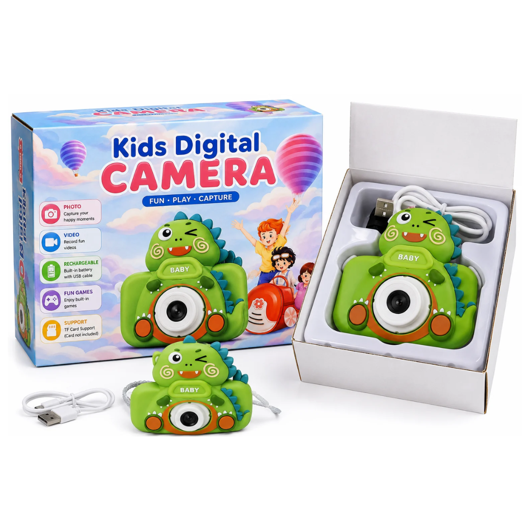 Cute Dinosaur Kids Digital Camera – Rechargeable Camera for Children Assorted Color