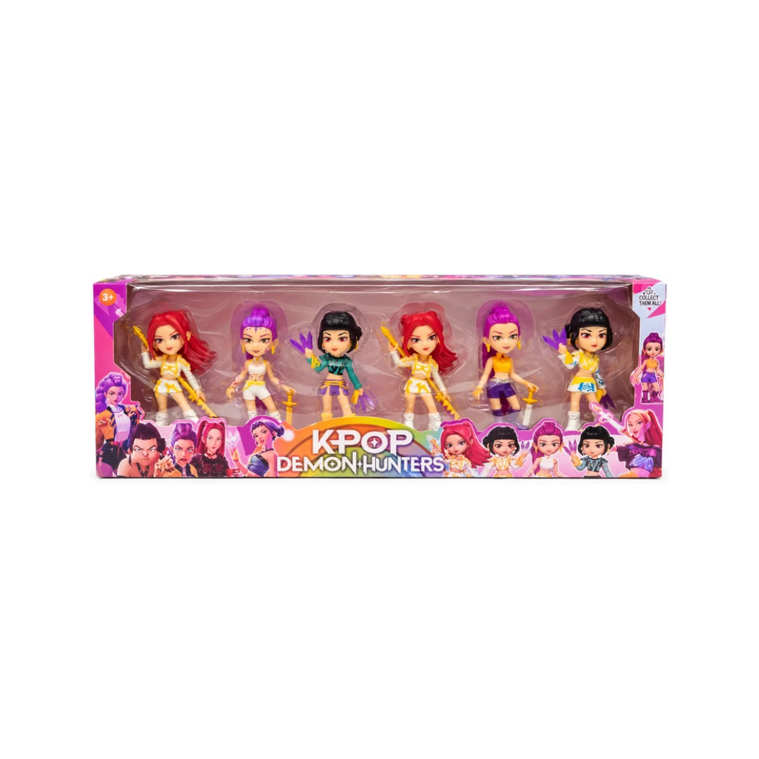 K-Pop Demon Hunters 6-Piece Character Doll Figure Set – Collectible Action Figures for Kids 3+