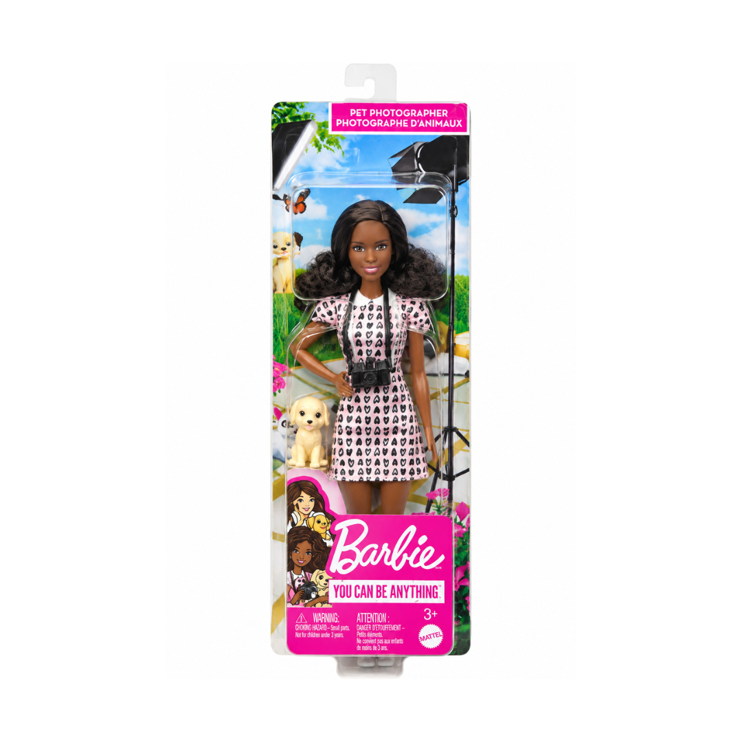Barbie Pet Photographer Doll in Heart Print Outfit – Fashion Doll