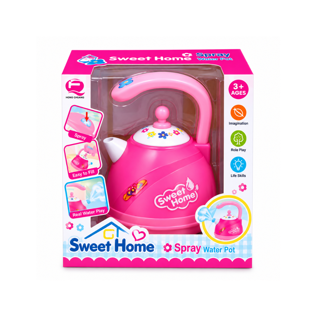 Rainbow Toys Sweet Home Spray Water Pot Pretend Play Toy – Pink Kettle Set