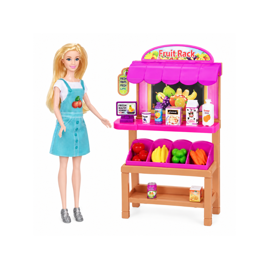 Rainbow Toys 11.5 Inch Beauty Doll Kitchen and Grocery Shopping Playset