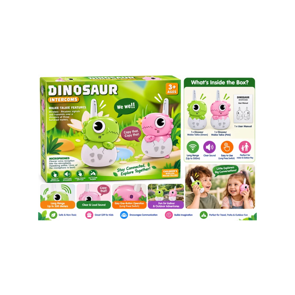 Dinosaur Intercom Walkie Talkie Toy for Kids – Wireless Communication Set