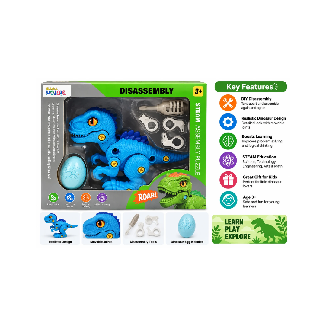 Dinosaur Disassembly STEM Assembly Puzzle Toy for Kids 3+ Years