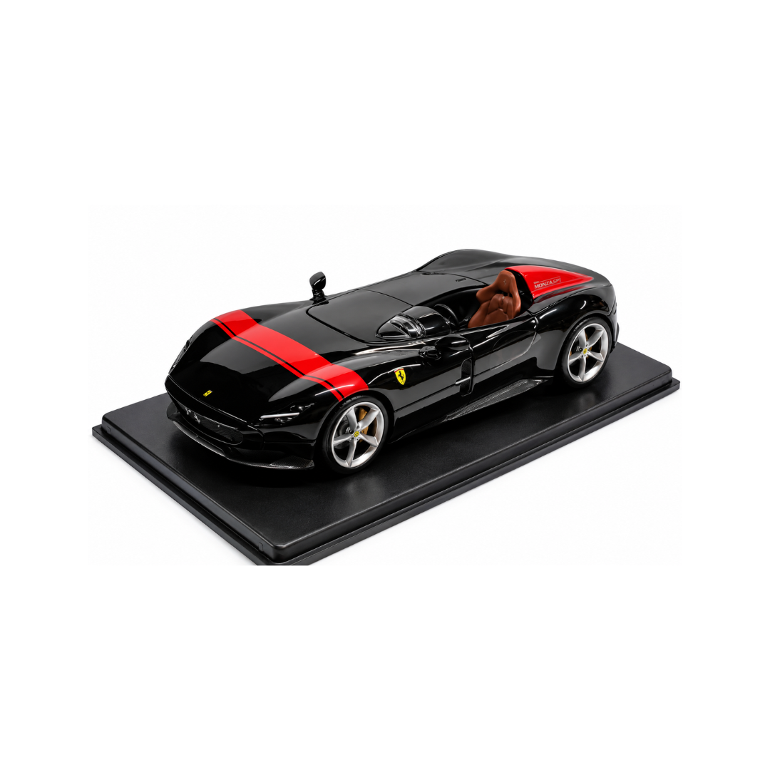 Bburago 1:24 Scale Ferrari Monza SP1 Diecast Car Model for Collectors 14+ Years – Black (With Acrylic Case)