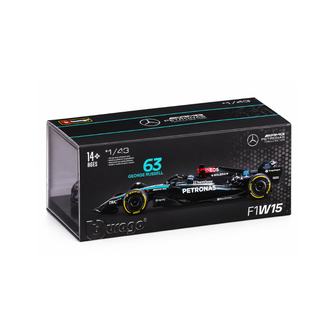 Bburago 1:24 2024 Mercedes-AMG W15 #63 George Russell Ultimate Formula 1 Die-Cast Model Car for Kids