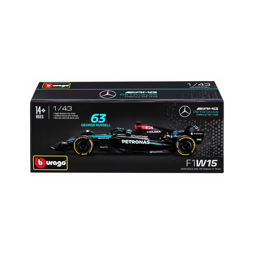Bburago 1:24 2024 Mercedes-AMG W15 #63 George Russell Ultimate Formula 1 Die-Cast Model Car for Kids
