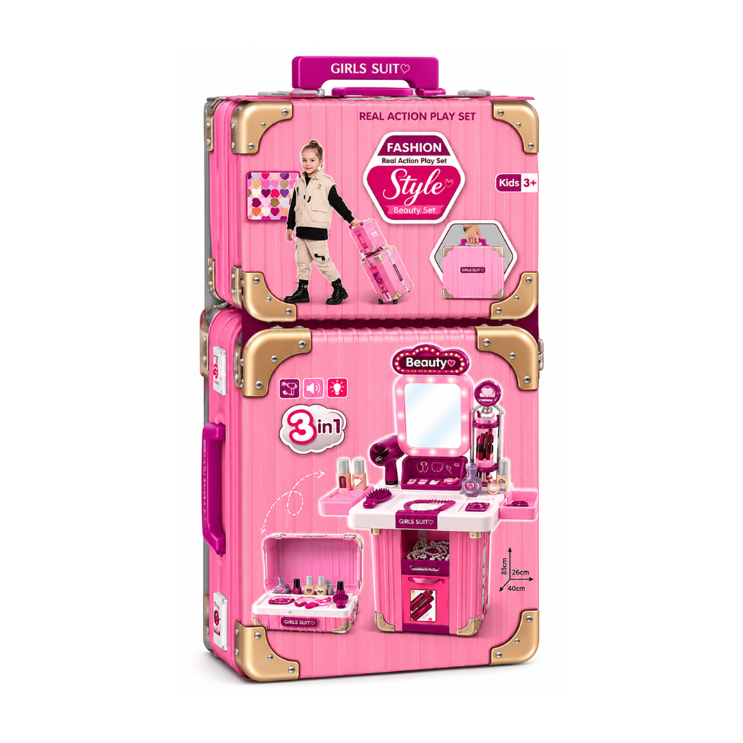Makeup Real Action Play Set 3in1 Trolley Set