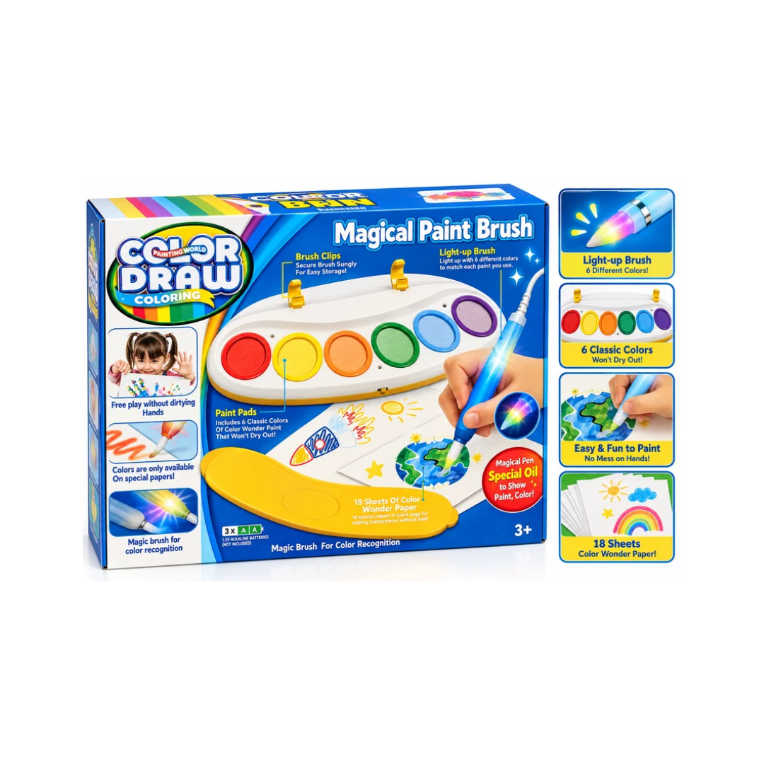 Color Draw Magical Paint Brush – Light-Up Creative Coloring & Painting Set for Kids