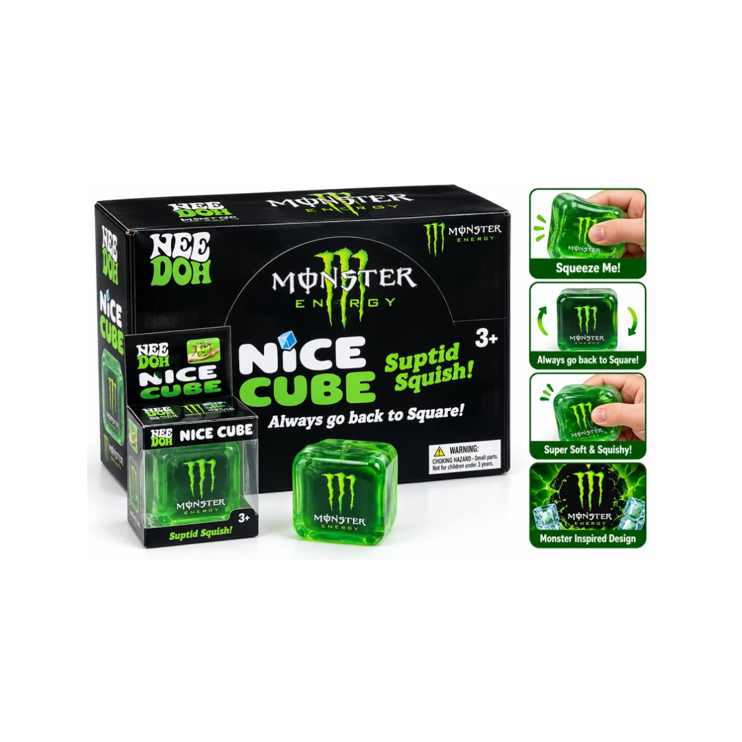 Monster Energy Nice Cube Squishy Toy – Soft Squeeze Fidget Toy, 1 Piece