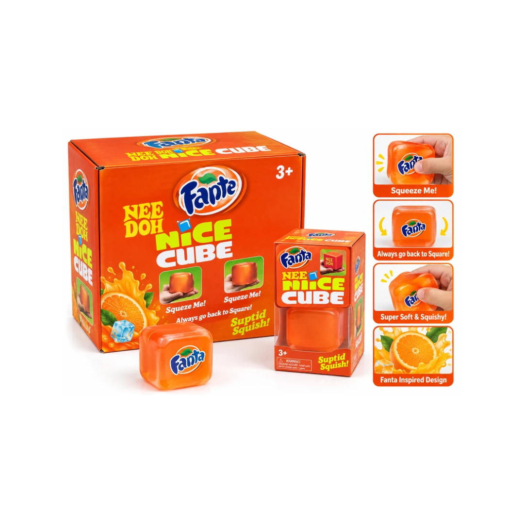 Fanta Nice Cube Squishy Toy – Soft Squeeze Fidget Toy, 1 Piece
