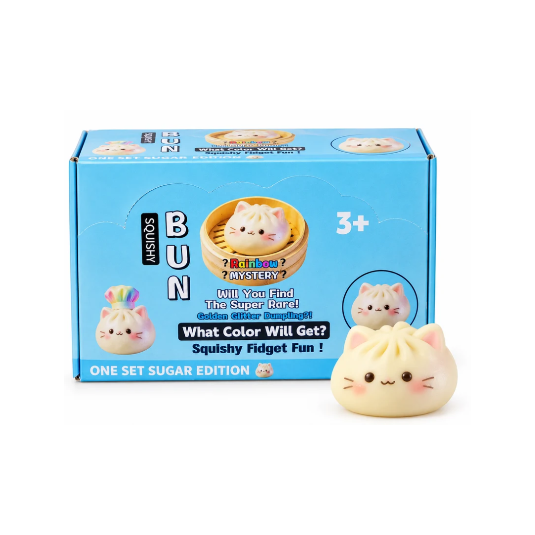 Cute Cat Bun Squishy Fidget Toy – Mystery Color, 1 Piece