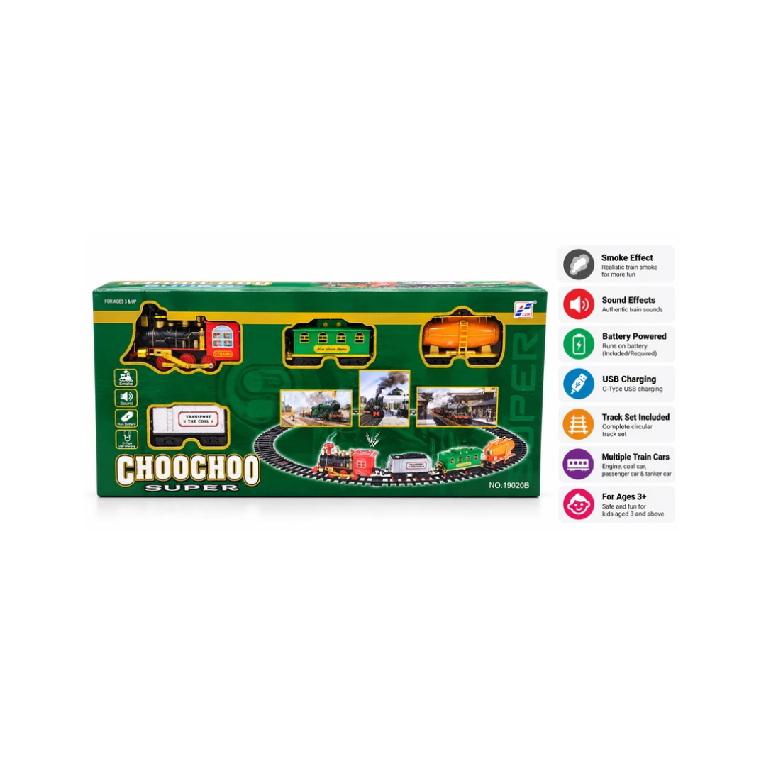 ChooChoo Super Electric Train Set with Smoke, Sound & Track – No. 19020B
