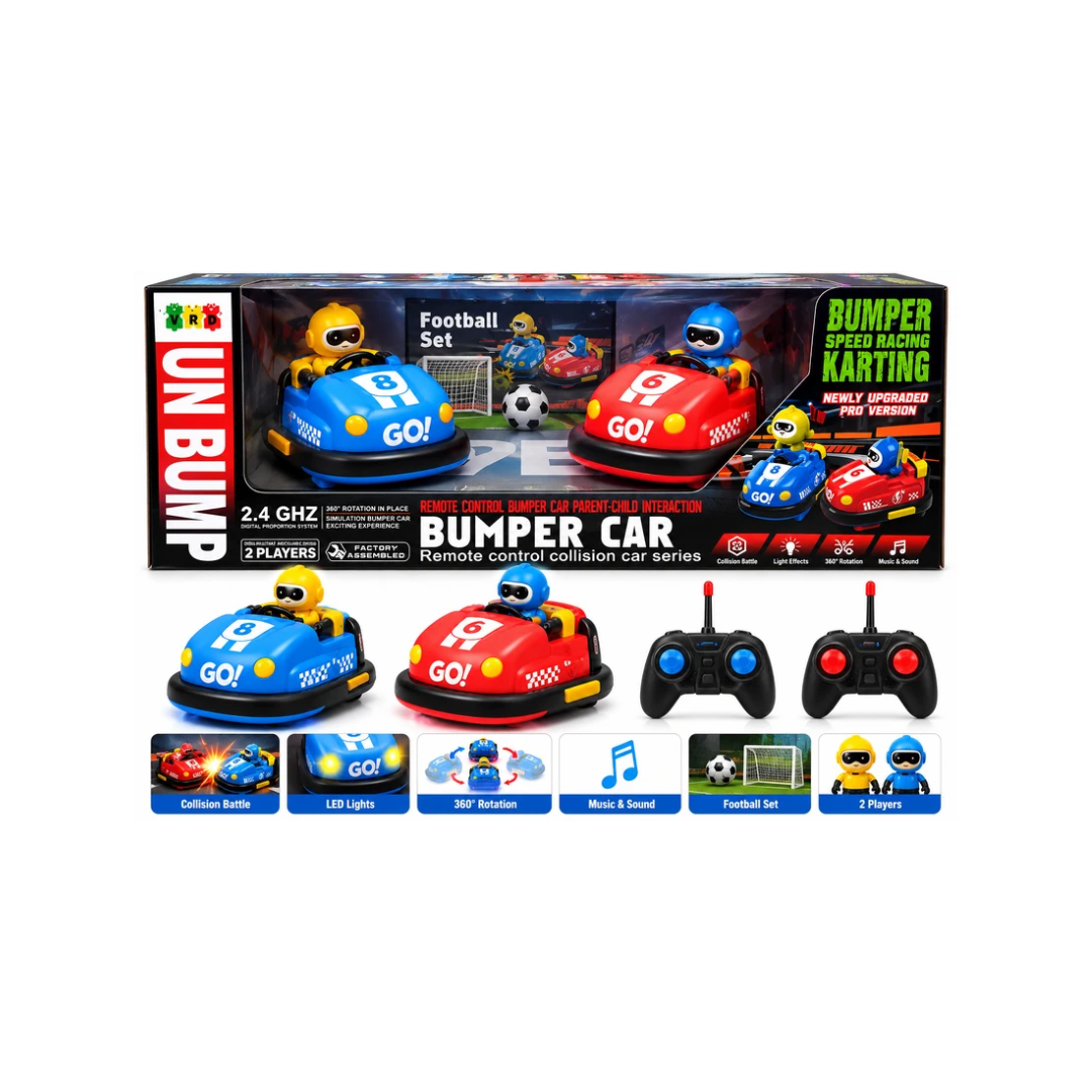 Remote Control 2.4GHz Bumper Car Set – 2 Player Football Racing & Collision Cars