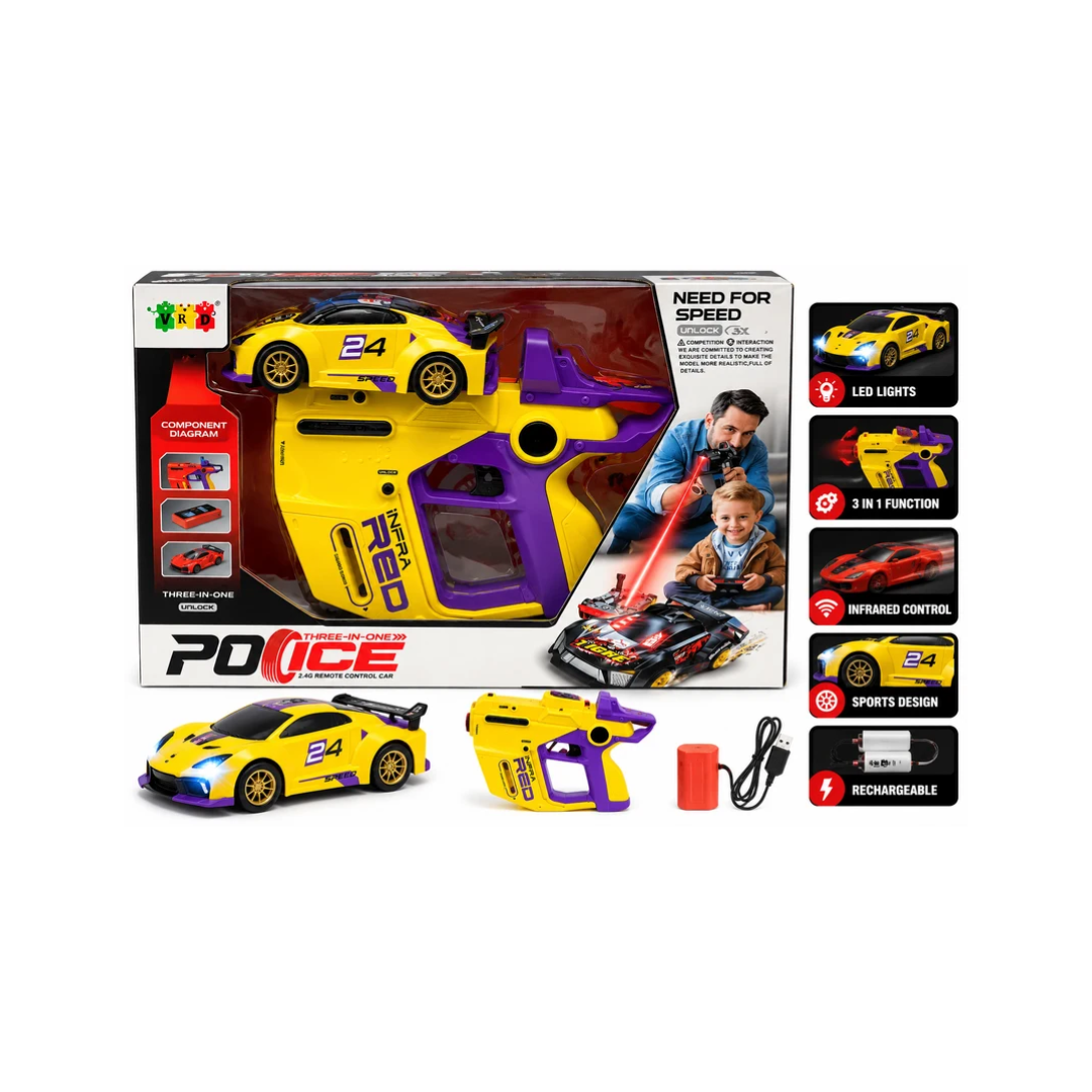 3-in-1 2.4GHz Remote Control Racing Car with Light Effects & Launcher Mode