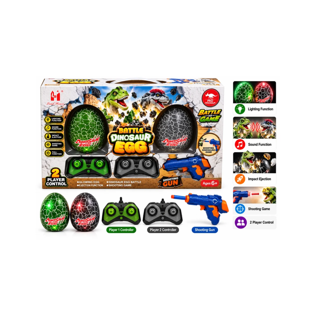 Battle Dinosaur Egg Remote Control Shooting Game – 2 Player Set with Shooting Guns