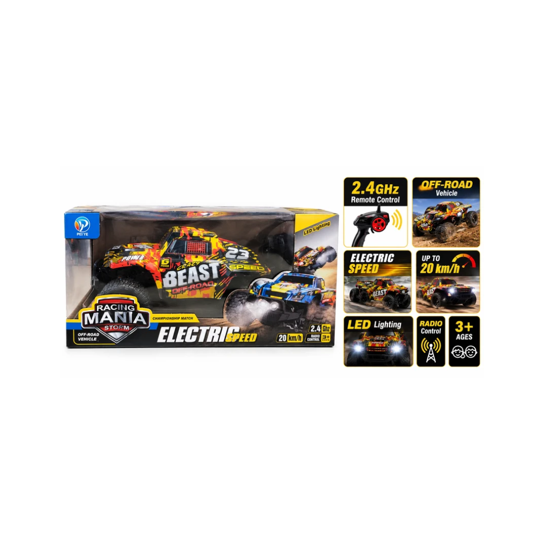 Electric Speed Off-Road RC Car with 2.4GHz Remote Control, LED Lights & 20 km/h Speed – 3+ Years