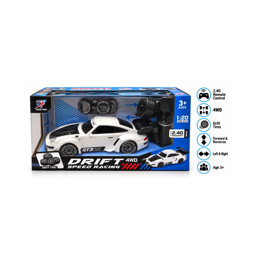 GT3 RS 4WD Remote Control Drift Car – 2.4GHz Remote Control Sports Racing Car with Drift Tires