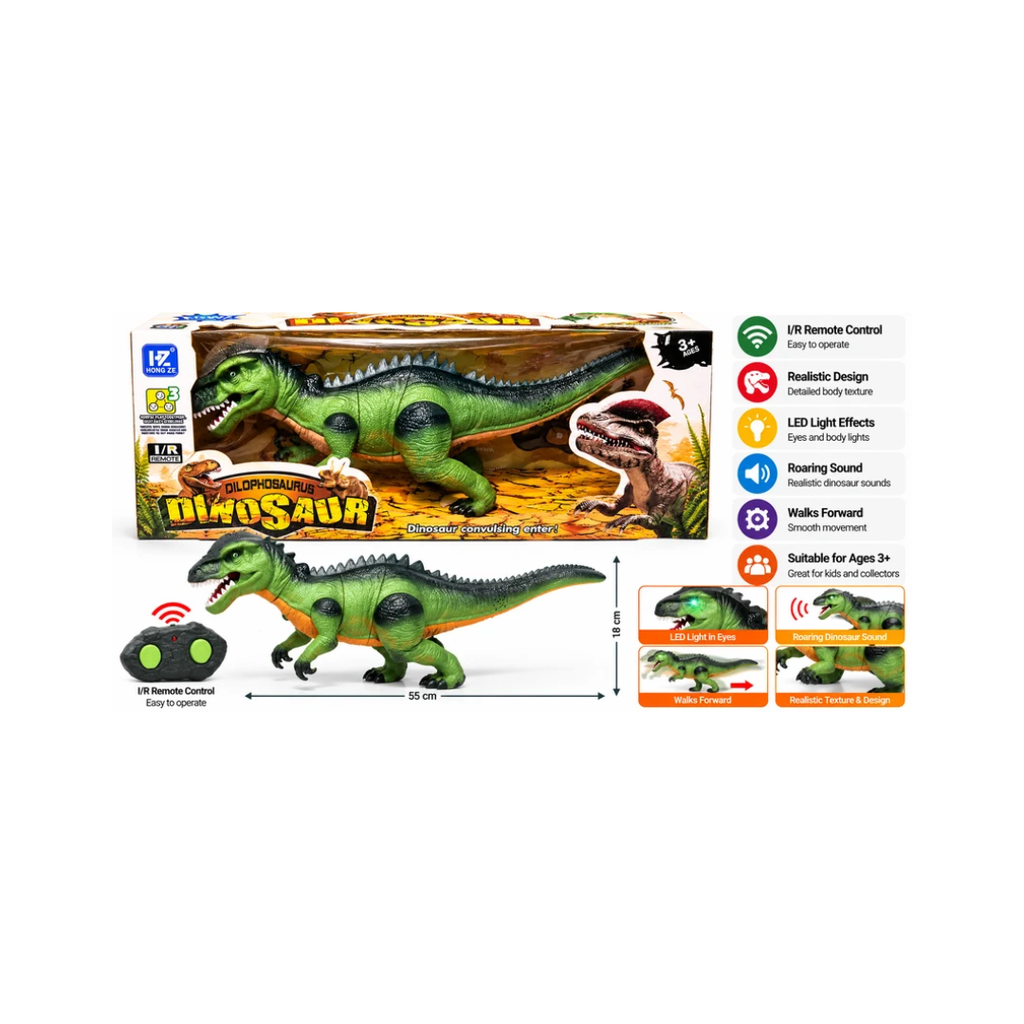 Hong Ze Remote Control Dinosaur Toy – Moving Dilophosaurus Dinosaur with Remote