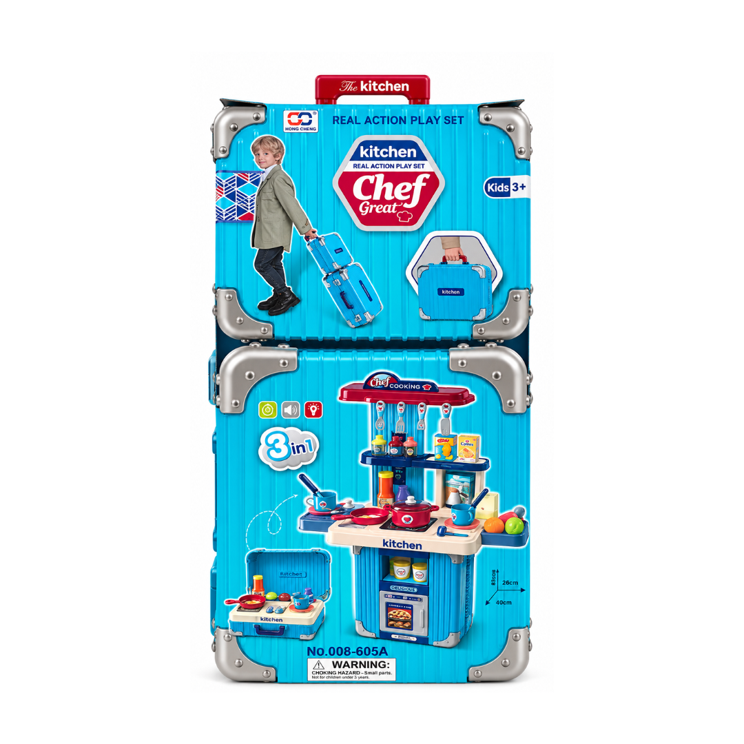 Kitchen Chef Real Action Play Set 3in1 Trolley Set