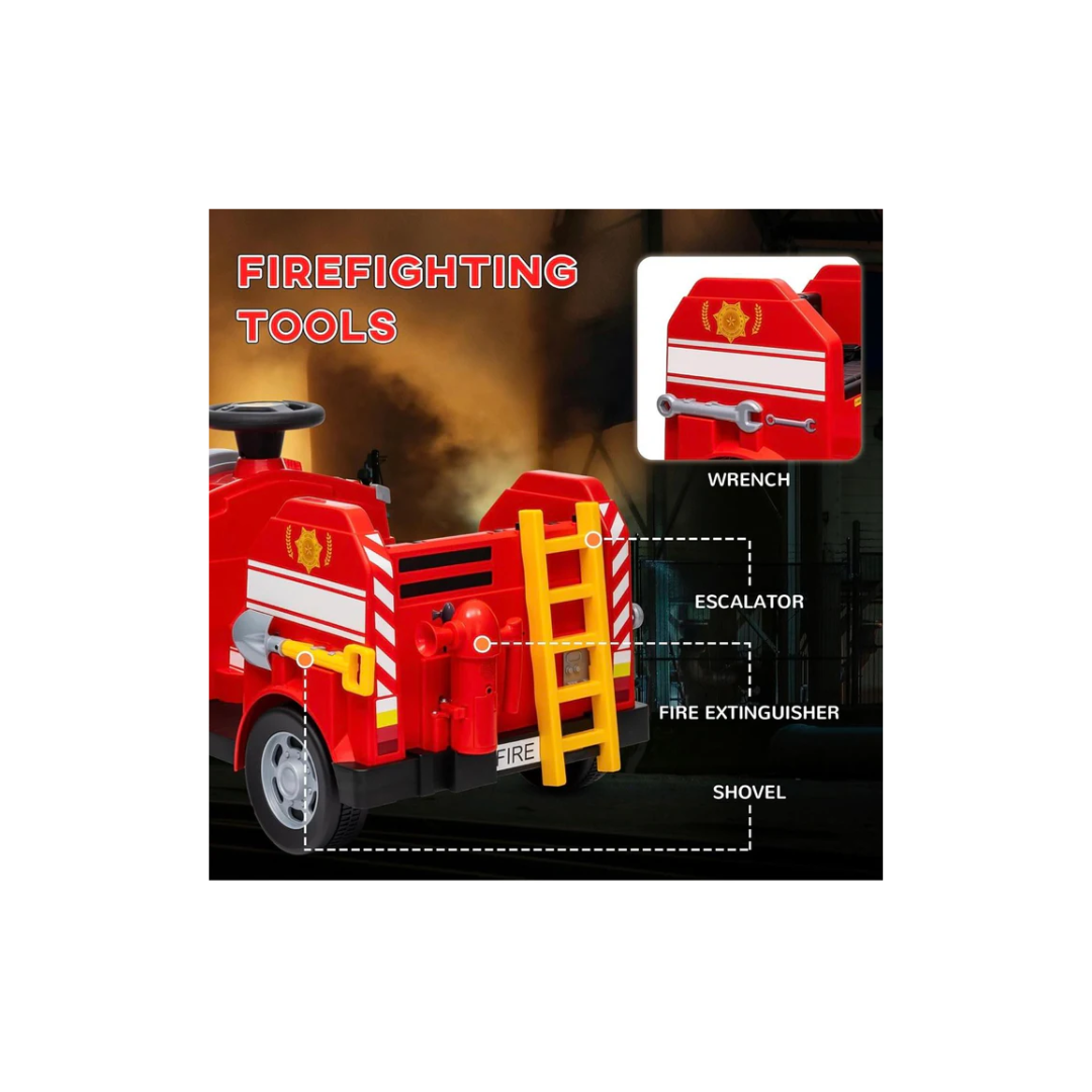 Emorted 12V Ride on Fire Truck, Battery Powered Electric Car for Kids with Siren, Flashing Lights Rescue