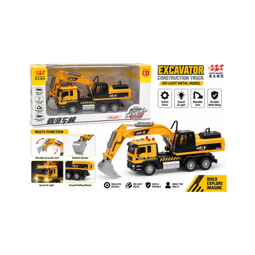 Metal Truck with Excavator Construction Vehicle Toy for Kids