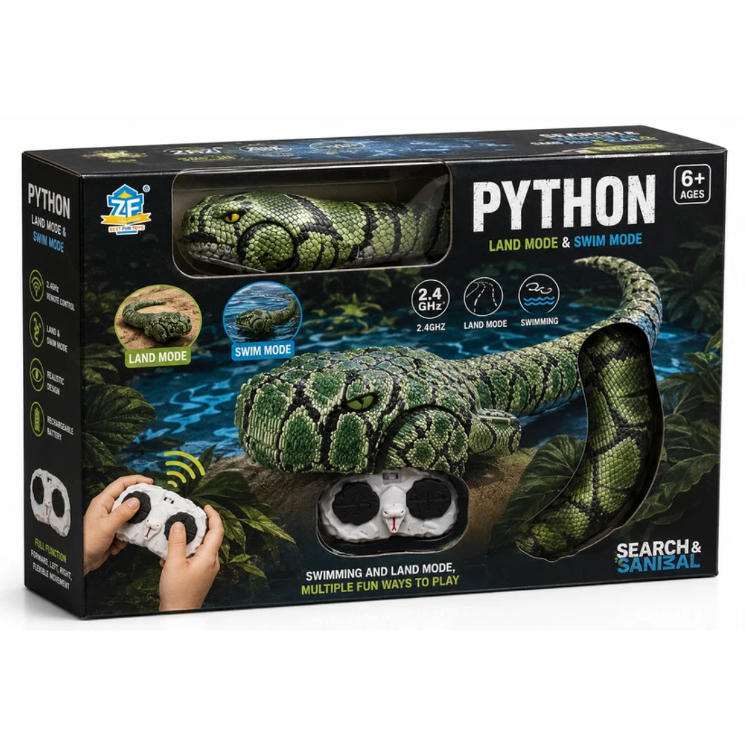 Python RC Snake Toy 2.4GHz Remote Control Snake with Land & Swimming Mode, 6+ Years