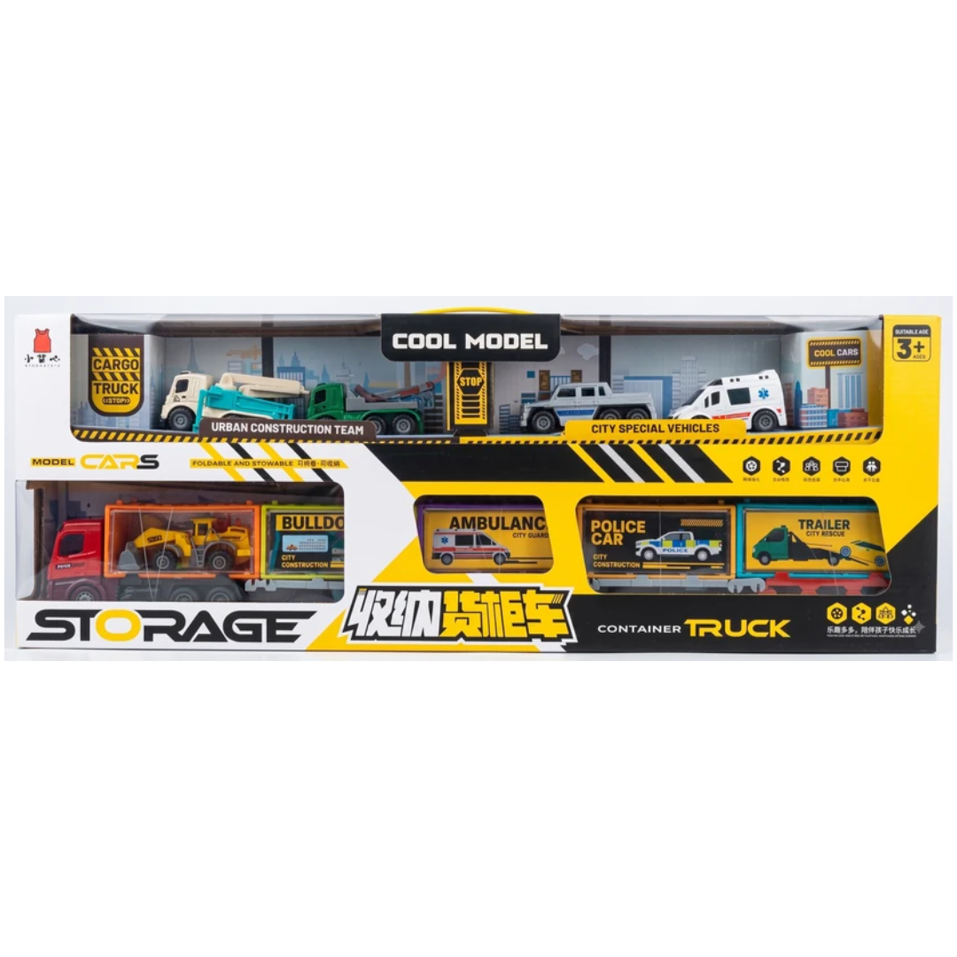 Cool Model Container Truck with City Special & Construction Vehicles – Multi-Vehicle Toy Set