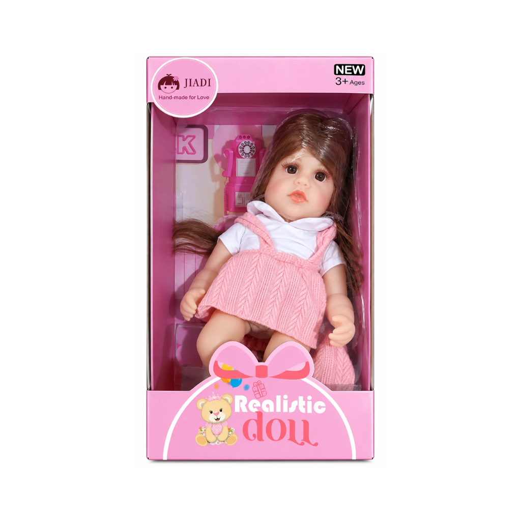 Jiadi Realistic Doll for Girls – Pink Dress Doll, 3+ Years