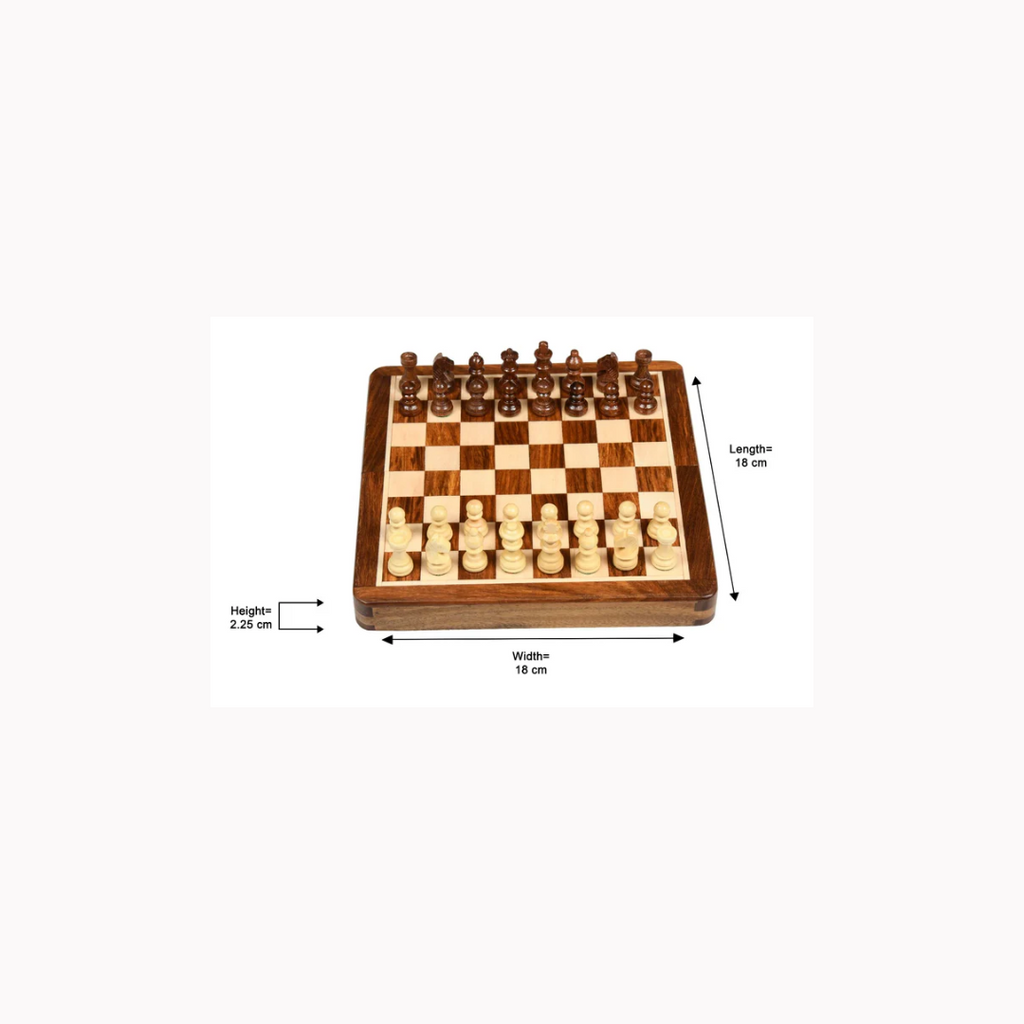 Chessbazaar Travel-Friendly Folding Magnetic Chess Set â€“ 7â€ Sheesham & Maple Lacquered Board