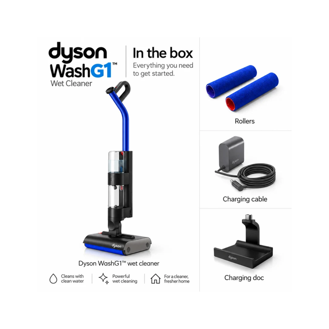 Dyson WashG1 Wet Floor Cleaner | Wet & Dry Cleaning | Self-Cleaning Cycle | 35 Min Runtime | 1L Waste Bin | 2 Year Warranty