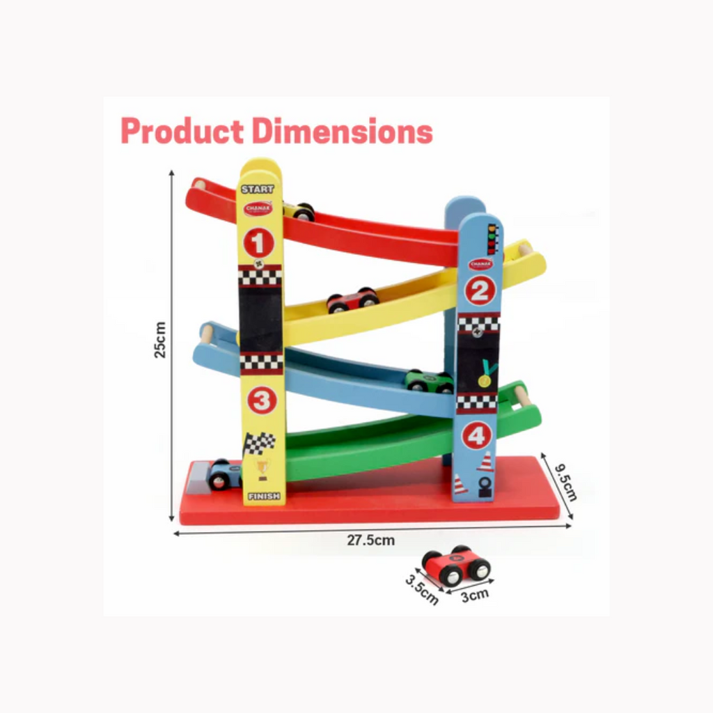 Chanak Wooden Car Ramps Race - 4 Level Toy Car Ramp Race Track